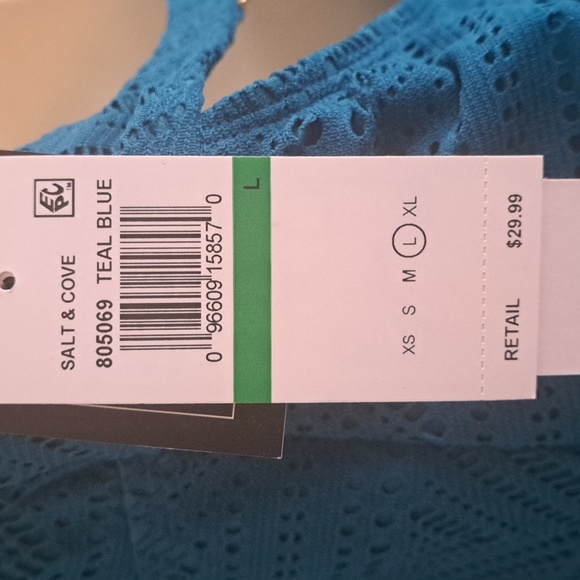 SALT + COVE Crochet High-Neck Tankini Swim Top Teal Blue - Picture 10 of 11